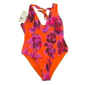 H&M cos swim suit tropical orange print